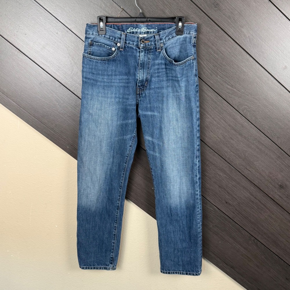 Eddie Bauer Men's 30x30 Straight Leg Jeans Medium Wash 100% Cotton Denim